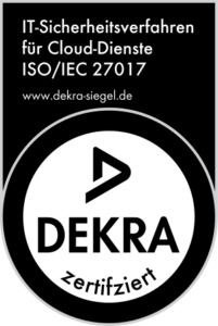 DEKRA-Badge zur ISO-Zertifizierung 27017